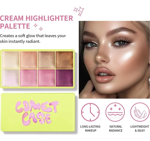 Paleta De Iluminadores En Crema 8 Colores Para Mujeres