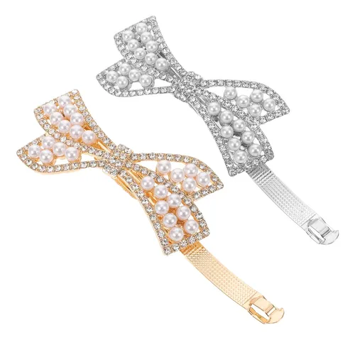2 Pinzas Para El Pelo Con Diamantes De Imitación: Broches Br