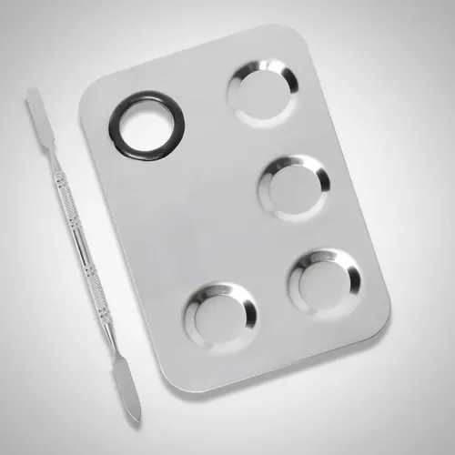 Paleta Mezcladora Y Espatula De Acero Para Maquillaje