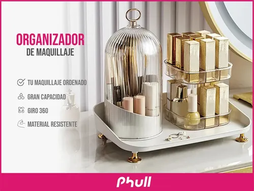 Organizador Maquillaje Porta Cosmético Giratorio Escritorio Transparente