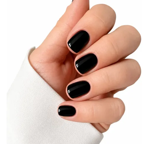 Uñas Press On Cortas Veluna Soft Gel Redondeadas Reutilizables – Negro