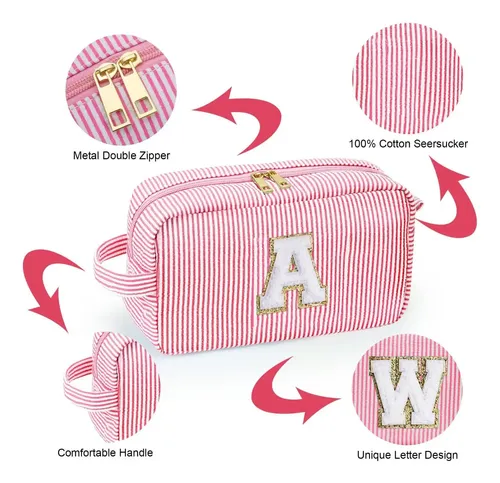 Bolsa De Maquillaje Yoolife Initial Monogram Cute Pink Para