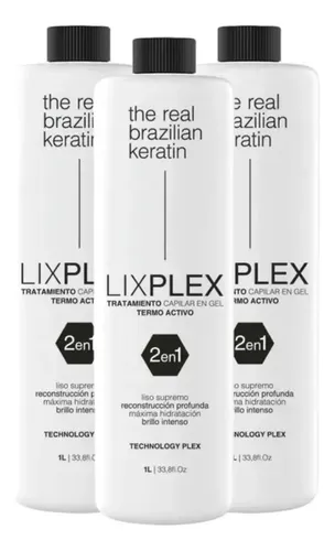 3 Alisados Lix Plex 2 En 1 The Real Brazilian Keratin 1l