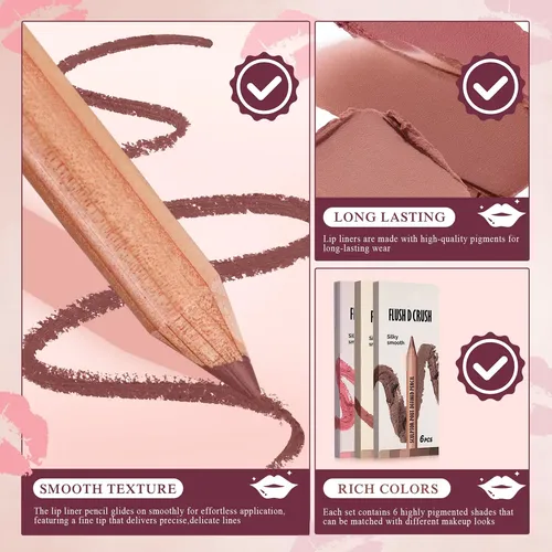Teihwal Set 6 Lápices Delineador Labial Nude Marrón Mate