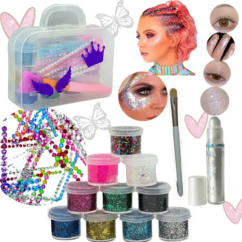 Combo Stand Glitter Gel Strass Brillos Fiesta Party