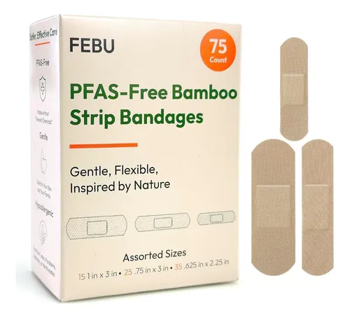 Bandas De Tela De Bambú Febu 75 Tiras Compostables Sin