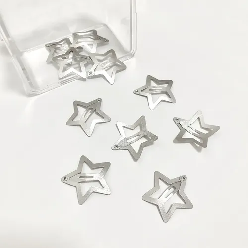 50 Broches Pasador Estrella Para Cabello Pinza Metal Plata