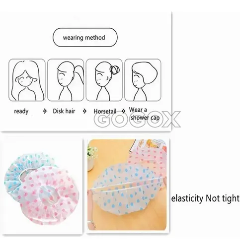 ` L 6 Gorro Baño Capa Elástico Impermeable Plástico U