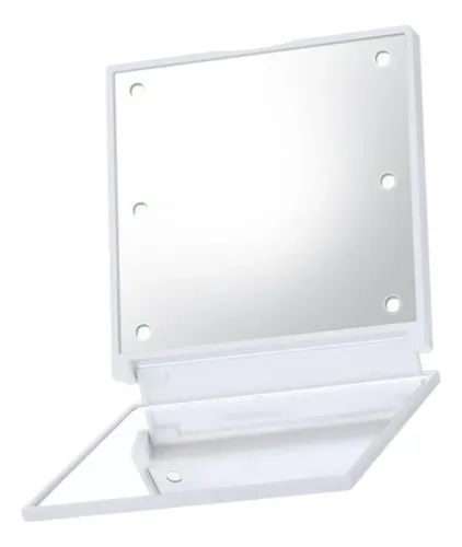 Espejo De Maquillaje Portátil Plegable Mini Led De 6 Led De