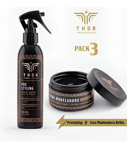 Thor Pack 3: Cera Mod. Brillante X100g + Pre Styling X200ml