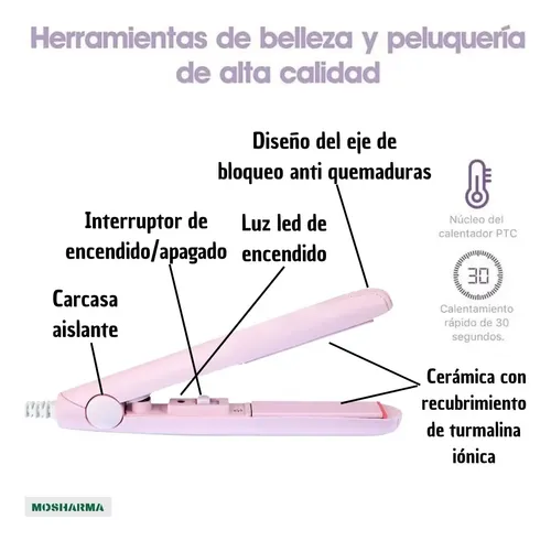 Mini Plancha De Pelo Cerámica Turmalina 160c° Ondas Alisado