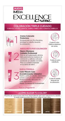 Tintura L’Oréal Excellence 9 Rubio Muy Claro sin Amoníaco, con Cobertura de Canas