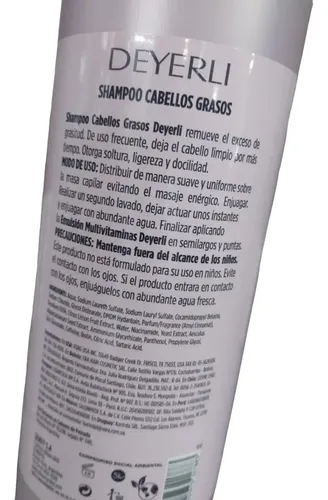 Shampo Deyerli Para Cabellos Grasos X 1500ml