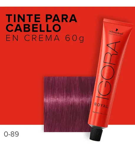 Tinte Para Cabello En Crema Igora Royal Profesional 60g 0-89 Rojo Violeta Concentrado