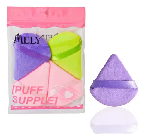 Pack 4 Esponjas Triangulares Mely Maquillaje Colores Puff Cotton Veganas