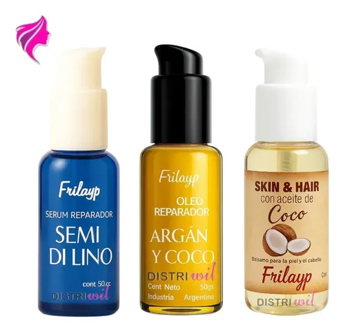 Pack Frilayp de Sérums Capilares y Aceites para Piel con Argán y Coco