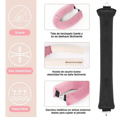8pz Curly Ondas En Cabello Rizos Sin Calor Tubo+ Gorro Satin