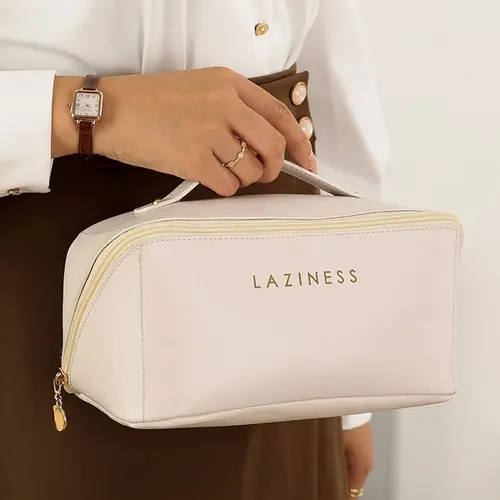 Neceser De Cuero Ecologico Para Maquillaje Cosméticos Y Accesorios De Viaje Organizador Portacosmeticos Con Cierre Resistente Interior Forrado Ideal Para Mujer Color Crema Levys Bazar