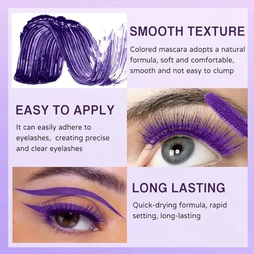 Set De Rímel Y Delineador De Ojos Morados, Color 5d, Volumen