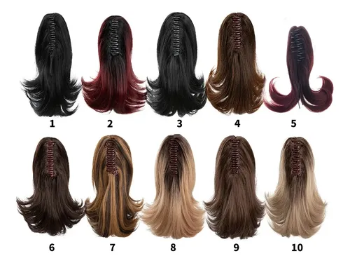 (t2) Extensiones De Cabello De Fibra Sintética Con Pinza En