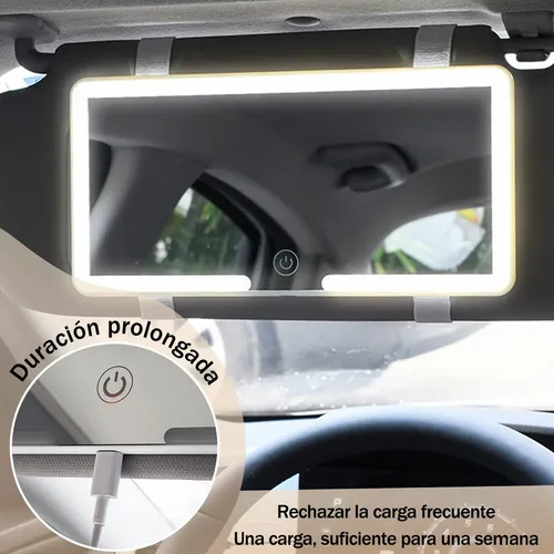 Espejo De Maquillaje De Visera De Coche Con 3 Modos Luz Ledc