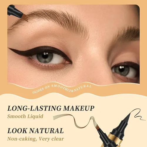 Lápiz 2 En 1 Cejas Y Delineador Qic Marrón