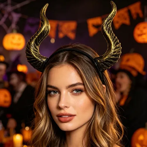 Diadema Con Forma De Cuerno Con Disfraz De Halloween Para Fi Rojo