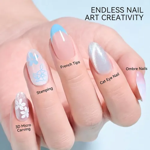 Set Gel Uñas 3 Colores Con Estampador Y Silicona