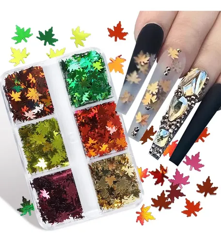 Pegatinas 3d Para Decoración De Uñas De Otoño Con 6 Cuadrícu
