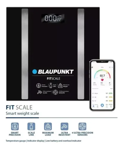 Balanza Digital Piso Pie Blaupunkt Fit Scale 180k Vidrio Neg Color Negro