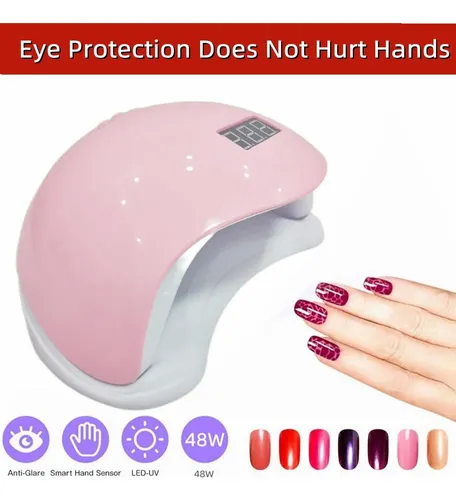 Lámpara Uv Led 48w Lishumei Para Uñas En Gel Rosa