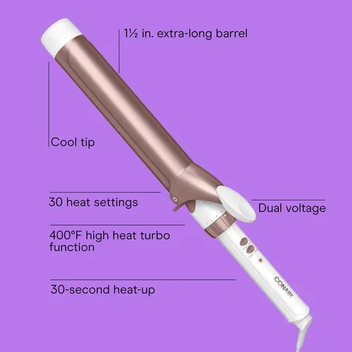 Plancha De Pelo Conair, Doble Cerámica, Barril De 1.5 Pulgad