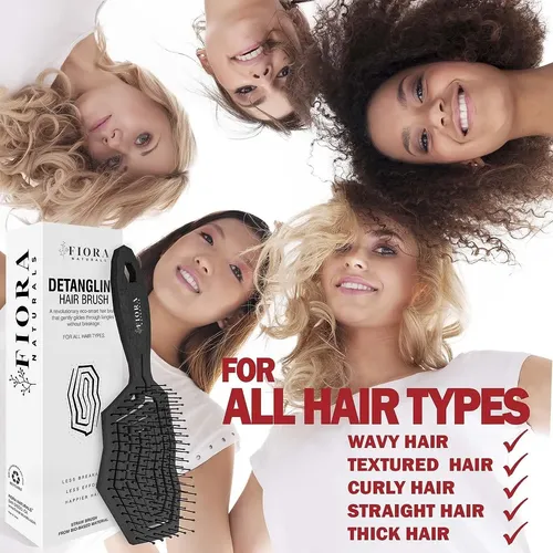 Cepillo Para Desenredar El Cabello Fiora Naturals, 100% Ecol