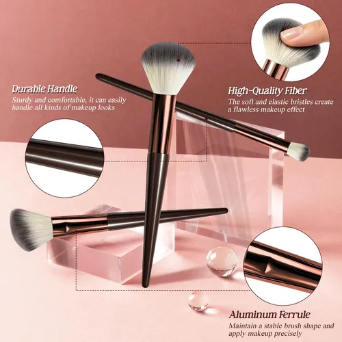 Set 10 Brochas De Maquillaje Koulate Sintéticas Café