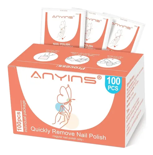 Removedor De Esmalte Anyins 100pcs Toallitas No Acetona