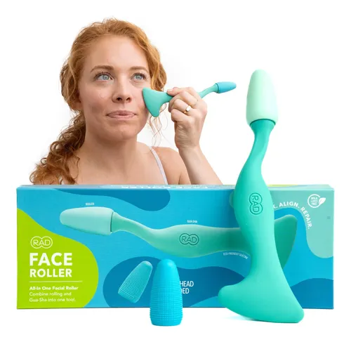 Rodillo Facial Rad, Rodillo De Jade 2 En 1 Y Herramienta Gua