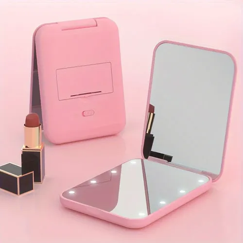 Mini Espejo De Maquillaje Led Compacto De Viaje Con Luz