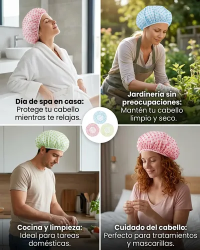 12 Piezas Gorra De Baño Mujer, Gorra De Baño Para La Ducha