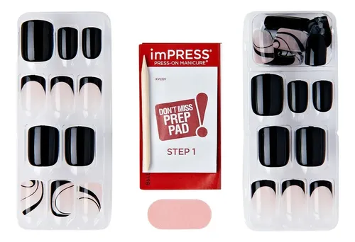 Uñas postizas Kiss impress wider fit negro