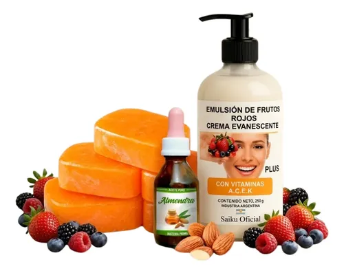 Combo Frutal De Cuidado Corporal (jabón, Emulsión Y Aceite)