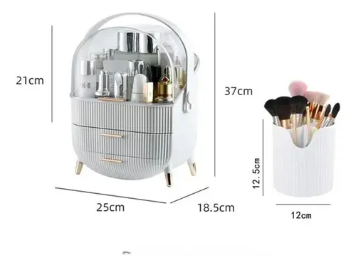 Organizador De Cosméticos Maquillaje C/ Tapa + Porta Brochas
