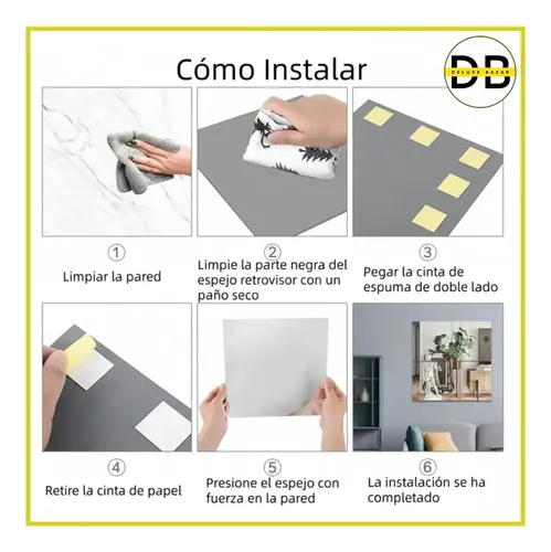 Pack X2 Espejos Rectangulares Acrílicos Autoadhesivos 30×40