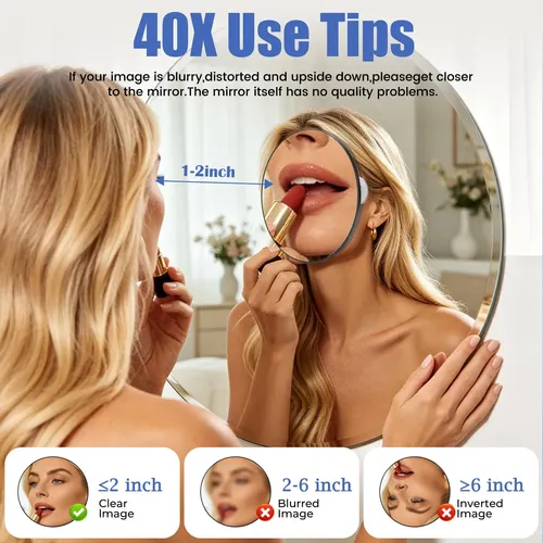 Espejo De Aumento 40x Qinxinmir 15 Cm Con Ventosas Negro