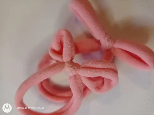 Par De Gomitas Moño De Moda Accesorio Para El Pelo Color Rosa Claro Mono
