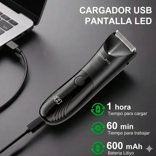 Corta Pelo 2 En 1 Corporal Barba Cabello Recargable Display