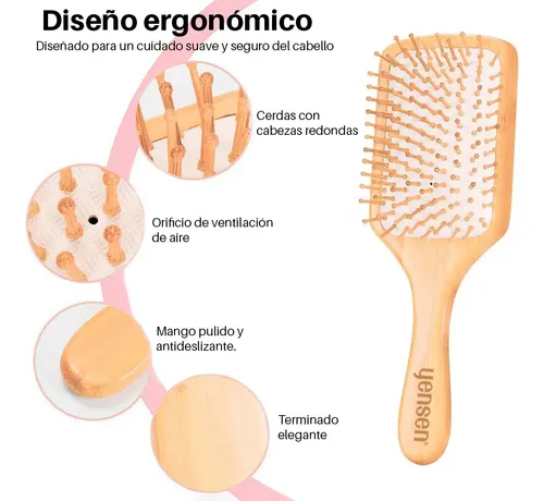 Cepillo Peine De Pelo Paleta Natural Madera Desenredante