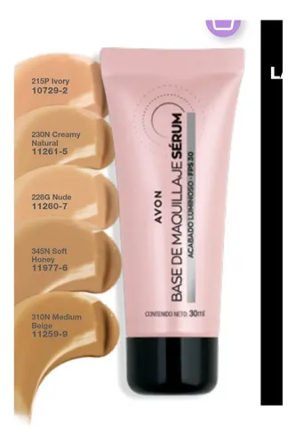 Base De Maquillaje Sérum Liquida. Hidratante Fps30 Avon 30ml Tono Ivory