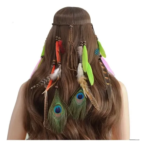 2pcs Diadema De Pelo Con Plumas De Pavo Real Fascinator .