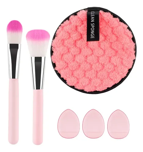 Set De 6 Brochas Y Algodones Para Maquillaje