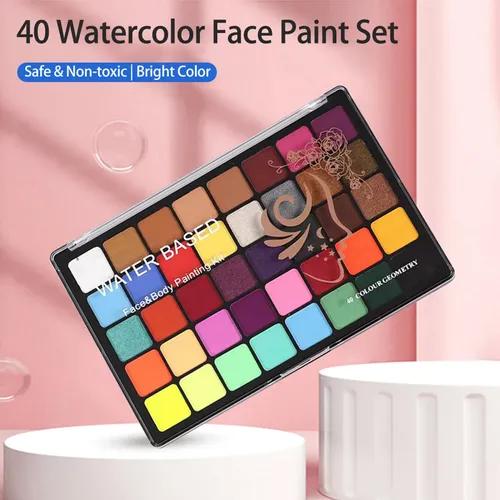 Set De Paletas Faciales De Acuarela Y Pintura De Maquillaje